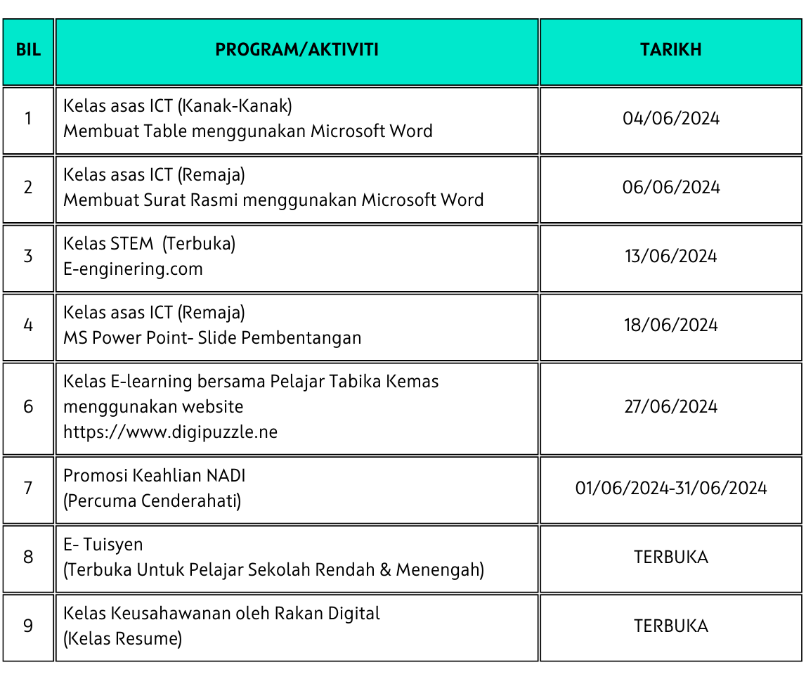 JADUAL AKTIVITI NADI JUN 2024